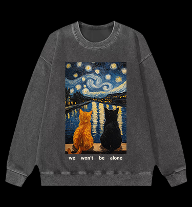 Together Cats Vintage Washed 100% Cotton Sweatshirt