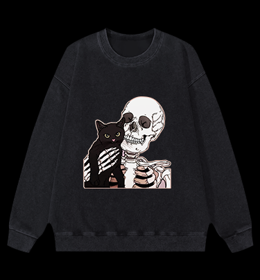 Surprise Cat Vintage Washed 100% Cotton Sweatshirt