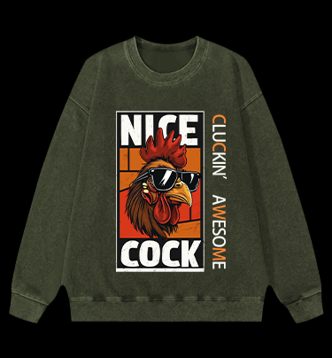 Rooster Attitude Vintage Washed 100% Cotton Sweatshirt