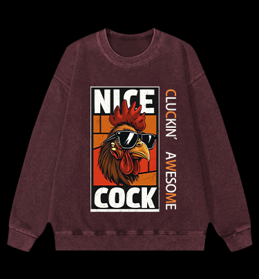Rooster Attitude Vintage Washed 100% Cotton Sweatshirt