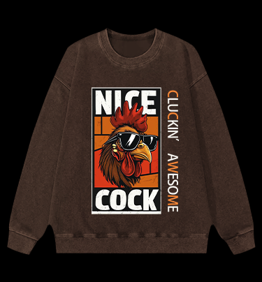 Rooster Attitude Vintage Washed 100% Cotton Sweatshirt