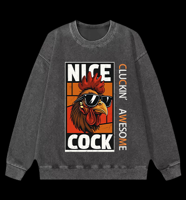 Rooster Attitude Vintage Washed 100% Cotton Sweatshirt