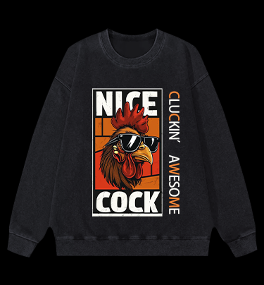 Rooster Attitude Vintage Washed 100% Cotton Sweatshirt