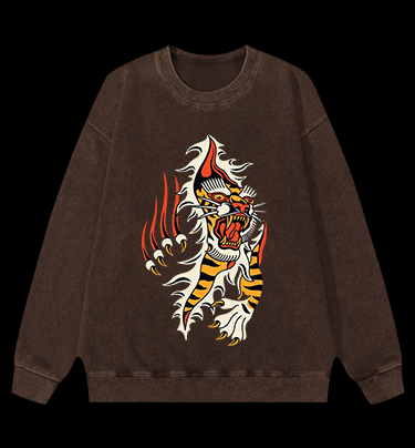 Tiger Claw Vintage Washed 100% Cotton Sweatshirt