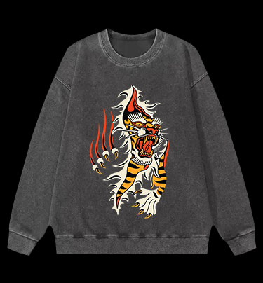 Tiger Claw Vintage Washed 100% Cotton Sweatshirt