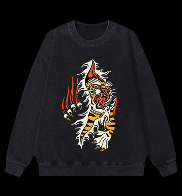 Tiger Claw Vintage Washed 100% Cotton Sweatshirt
