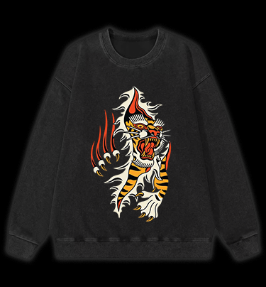 Tiger Claw Vintage Washed 100% Cotton Sweatshirt