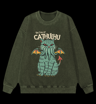 Cathulhu Awakens Vintage Washed 100% Cotton Sweatshirt