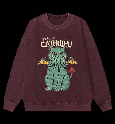 Cathulhu Awakens Vintage Washed 100% Cotton Sweatshirt