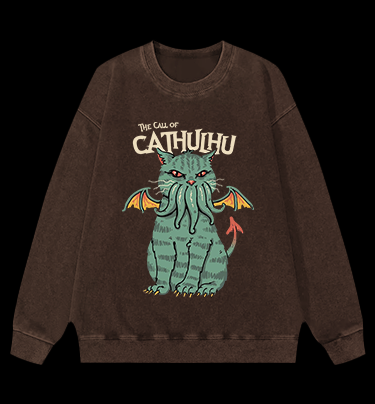 Cathulhu Awakens Vintage Washed 100% Cotton Sweatshirt