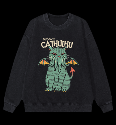Cathulhu Awakens Vintage Washed 100% Cotton Sweatshirt