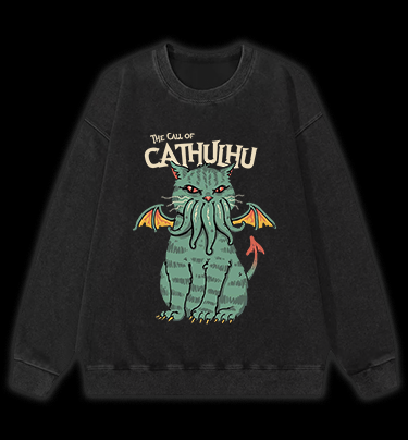 Cathulhu Awakens Vintage Washed 100% Cotton Sweatshirt