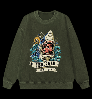 Shark Frenzy Vintage Washed 100% Cotton Sweatshirt