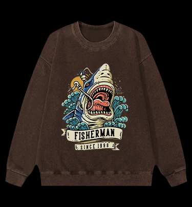 Shark Frenzy Vintage Washed 100% Cotton Sweatshirt