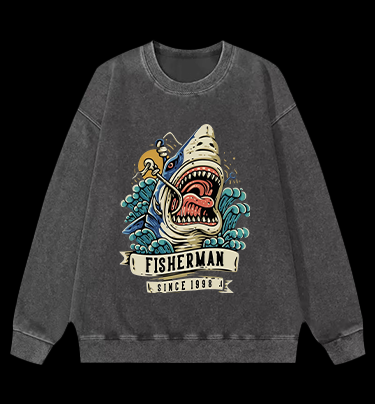 Shark Frenzy Vintage Washed 100% Cotton Sweatshirt