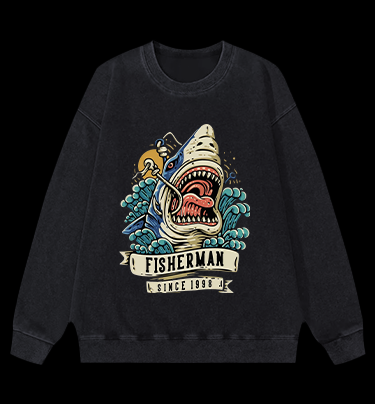 Shark Frenzy Vintage Washed 100% Cotton Sweatshirt