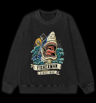Shark Frenzy Vintage Washed 100% Cotton Sweatshirt