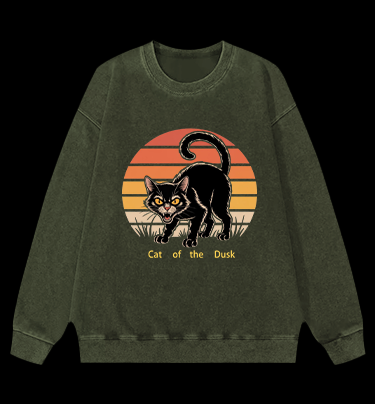 Cat of the Dusk Vintage Washed 100% Cotton Sweatshirt
