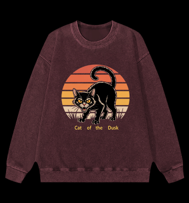 Cat of the Dusk Vintage Washed 100% Cotton Sweatshirt