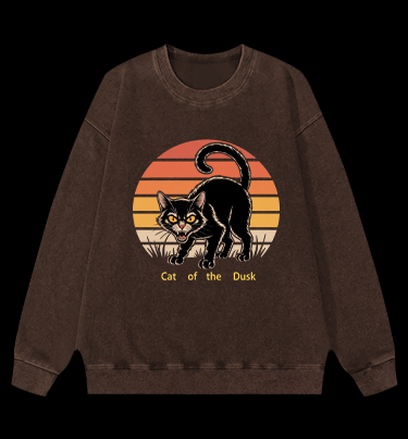 Cat of the Dusk Vintage Washed 100% Cotton Sweatshirt