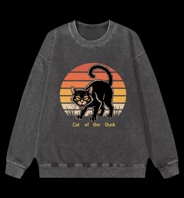 Cat of the Dusk Vintage Washed 100% Cotton Sweatshirt