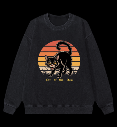 Cat of the Dusk Vintage Washed 100% Cotton Sweatshirt