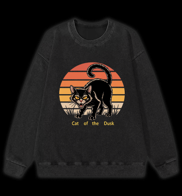 Cat of the Dusk Vintage Washed 100% Cotton Sweatshirt