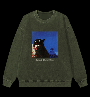 Blood-Eyed Dog Vintage Washed 100% Cotton Sweatshirt