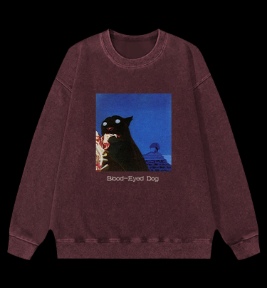 Blood-Eyed Dog Vintage Washed 100% Cotton Sweatshirt