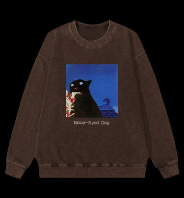 Blood-Eyed Dog Vintage Washed 100% Cotton Sweatshirt