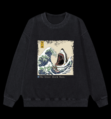 The Great Shark Wave. Vintage Washed 100% Cotton Sweatshirt
