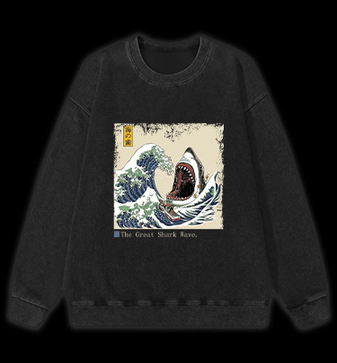 The Great Shark Wave. Vintage Washed 100% Cotton Sweatshirt