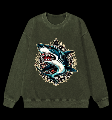 Shark Rage Vintage Washed 100% Cotton Sweatshirt
