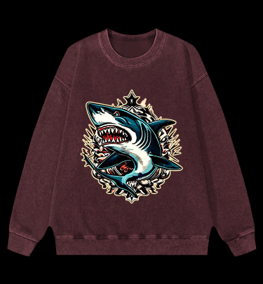 Shark Rage Vintage Washed 100% Cotton Sweatshirt