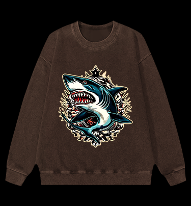 Shark Rage Vintage Washed 100% Cotton Sweatshirt