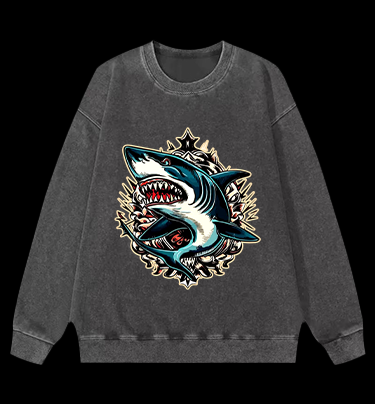Shark Rage Vintage Washed 100% Cotton Sweatshirt