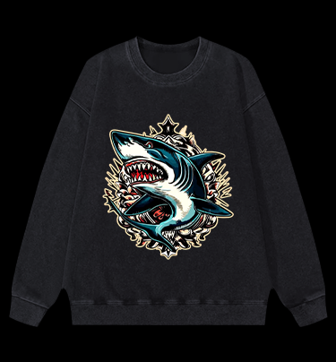 Shark Rage Vintage Washed 100% Cotton Sweatshirt