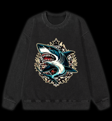 Shark Rage Vintage Washed 100% Cotton Sweatshirt