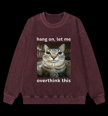 Cat's Ponder Moment on Shirt Vintage Washed 100% Cotton Sweatshirt
