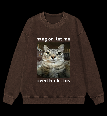 Cat's Ponder Moment on Shirt Vintage Washed 100% Cotton Sweatshirt