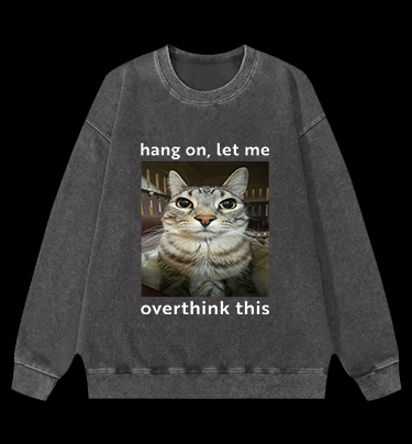 Cat's Ponder Moment on Shirt Vintage Washed 100% Cotton Sweatshirt