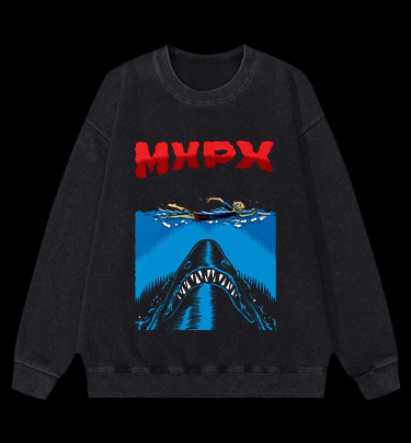 Shark Threat Vintage Washed 100% Cotton Sweatshirt