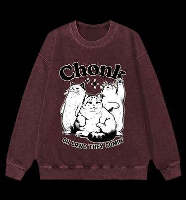 Chonk Cat Trio Vintage Washed 100% Cotton Sweatshirt