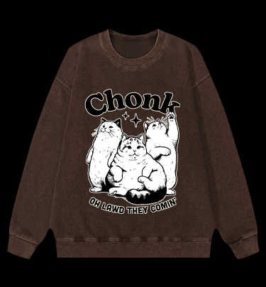 Chonk Cat Trio Vintage Washed 100% Cotton Sweatshirt