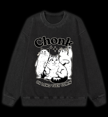 Chonk Cat Trio Vintage Washed 100% Cotton Sweatshirt