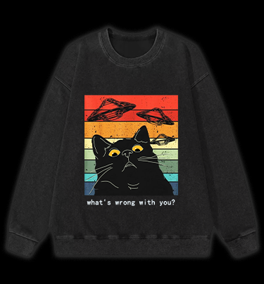 Whimsical Cat - UFO Vintage Washed 100% Cotton Sweatshirt