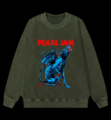 Pearl Jam Dog Vintage Washed 100% Cotton Sweatshirt