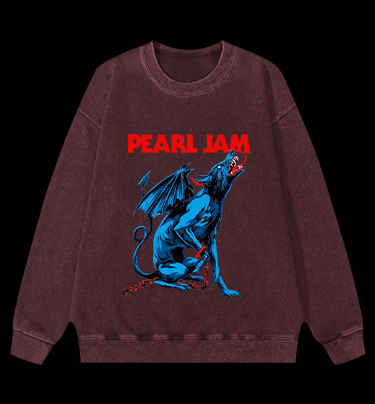 Pearl Jam Dog Vintage Washed 100% Cotton Sweatshirt