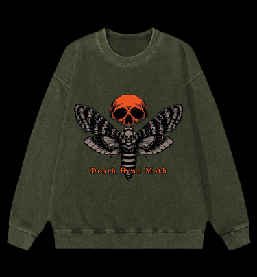 Death Head Moth Charade Vintage Washed 100% Cotton Sweatshirt