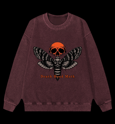 Death Head Moth Charade Vintage Washed 100% Cotton Sweatshirt
